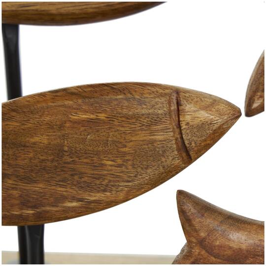 10" Brown Mango Wood Fish Handmade Carved Sculpture